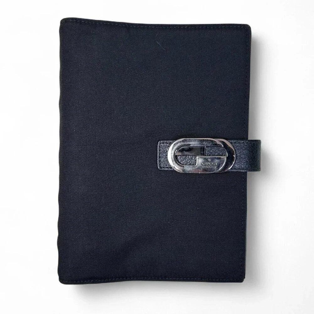 GUCCI Black Nylon Agenda Notebook Cover Unisex